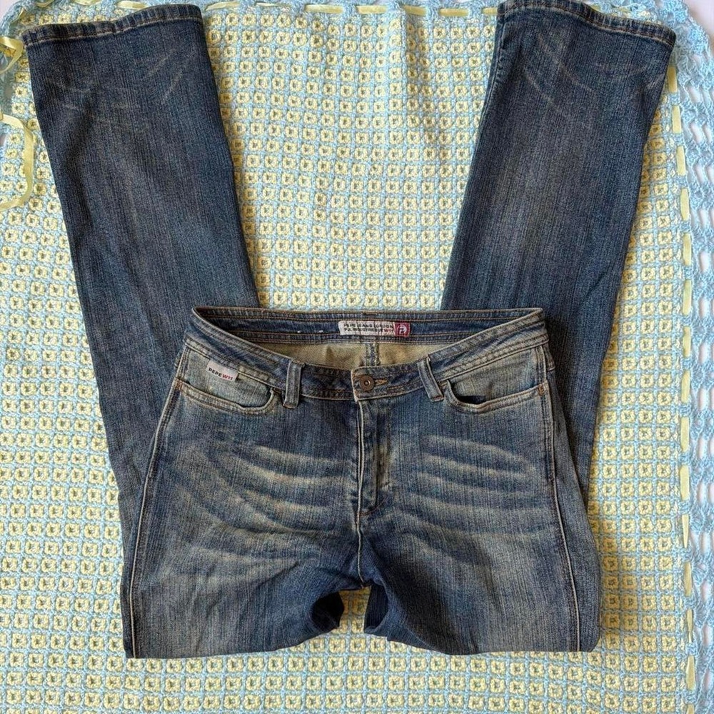 Pepe Jeans London Lowrise Bootcut Jeans Faded Grunge Denim Blue W28